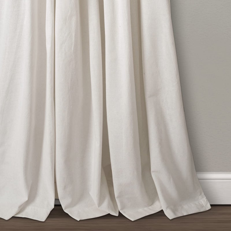 Lush Decor Linen Button Window Curtain Panel, Single, 40" W x 108" L, Linen - Country Curtains - Rustic Decor - Color Block Modern Farmhouse Curtains For Living Room, Bedroom & Dining Room - Image 4